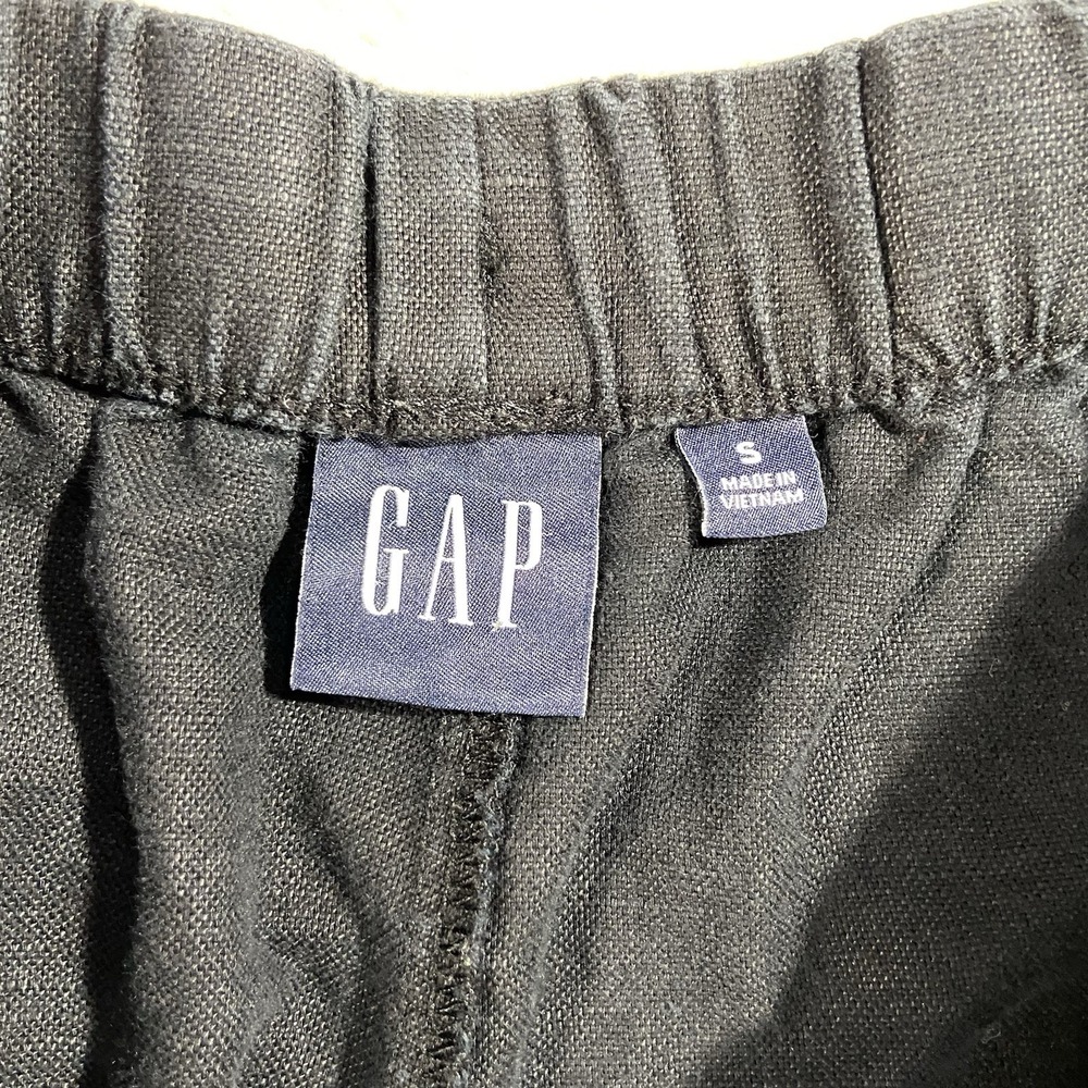 Gap Linen Blend Drawstring Wide Leg Cargo Pant Black Women S Coastal Casual Chic - Picture 2 of 10